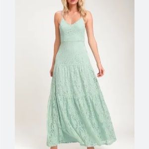 Lulu's Mint Lace Maxi Dress